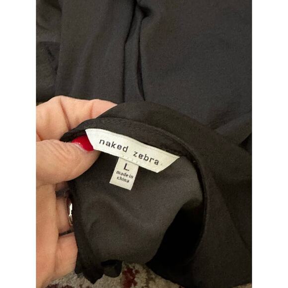 Naked Zebra Women's Black Long Sleeves V-Neckline Wrap Blouse Top Size Large - Picture 7 of 7